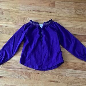 Hanna Andersson Purple L/S Shirt Smocking Detail